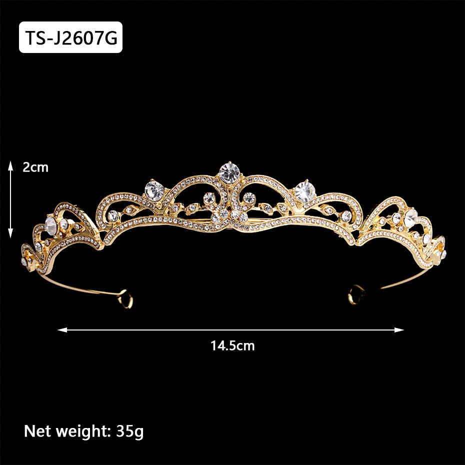 Gold Color Tiaras and Crowns for Women Wedding Bridal Hair Accessories Pearl Rhinestone Headpiece Bride Headdress Prom Jewelry