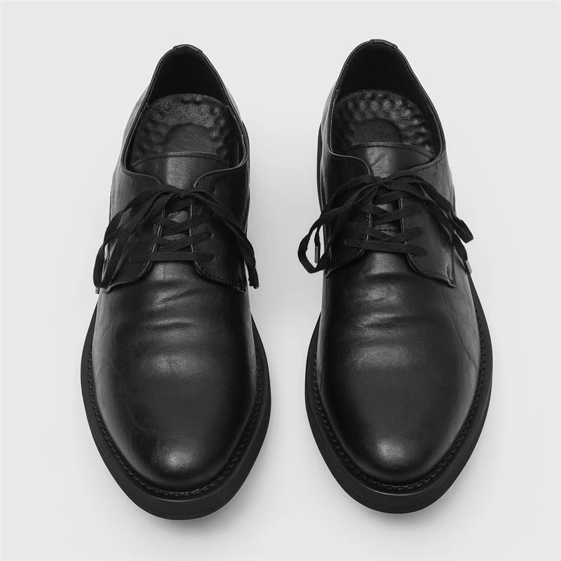 British Style Men's Leather Shoes Pointed Luxury Leather Dress Shoes Versatile Couples Interview Commuting Men's Casual Shoes