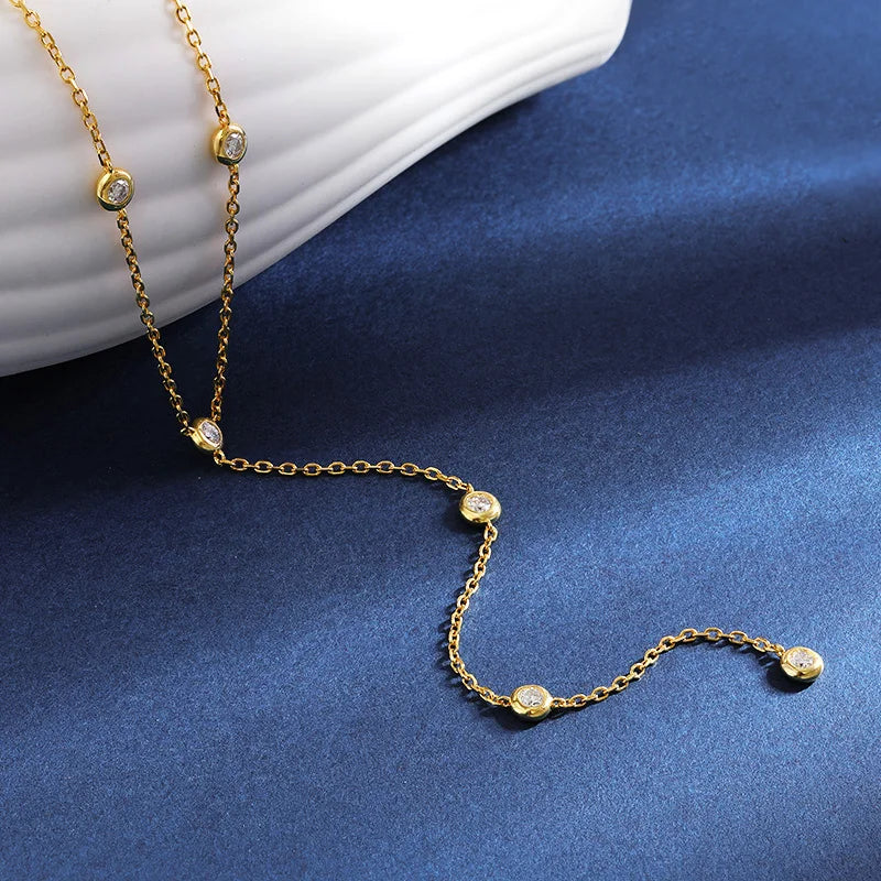 TBCYD 3mm 1.2cttw Round Cut Moissanite Diamond Pendant Necklace For Women S925 Silver Y-shaped Neck Chain Evening Gown Jewelry