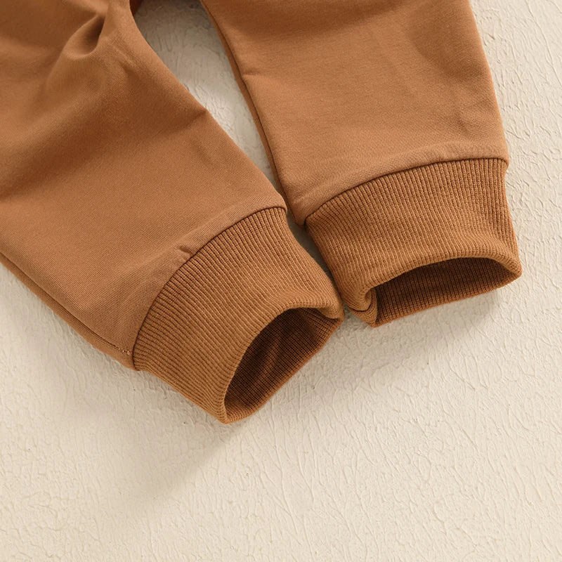 Adorable Baby Thanksgiving Clothes Set with Cute Embroidered Sweatshirt and Solid Pants for Toddler Boys and Girls