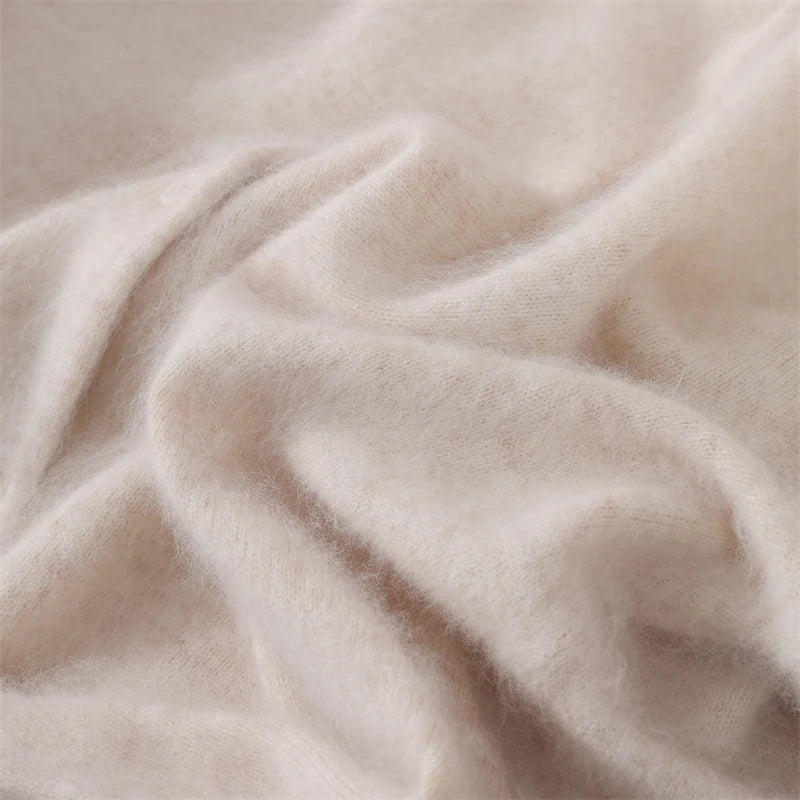 Chic Female Grace Soft Knitwear Women's Polo Collar Button Cardigan 100% Mink Cashmere Sweater Autumn Winter Soft Casual Tops