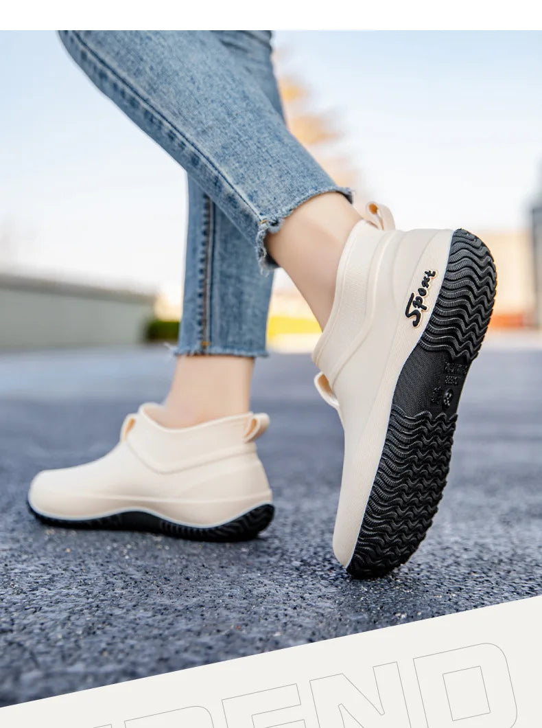 Casual Thick Bottomed Waterproof Outdoor Wear-Resistant Ladies Short Tube Water Shoes Daily Leisure Rain Boots for Women