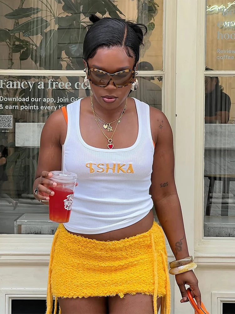 Weird Puss Sexy Furry Side Tassel Skirts Women Y2K Peach Hip Summer Solid Wild Basic Hipster Streetwear Skinny Slim Mini Bottom