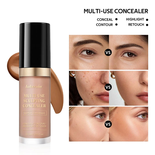 Long-lasting Matte Foundation Coverage Concealer Multi-Use Cream Oil Free Highlight and Retouch Face Makeup Products for Women