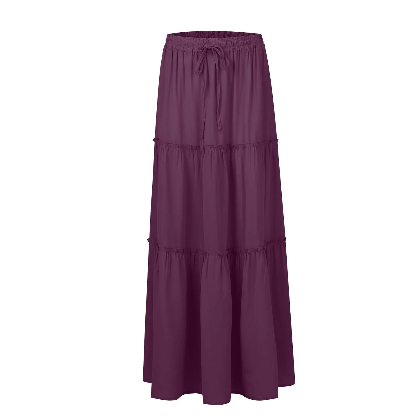 Women long skirt Fashion Solid Color Long Skirts Elastic Waist faldas Loose Casual High Waist saia Versatile Half-Body Dress