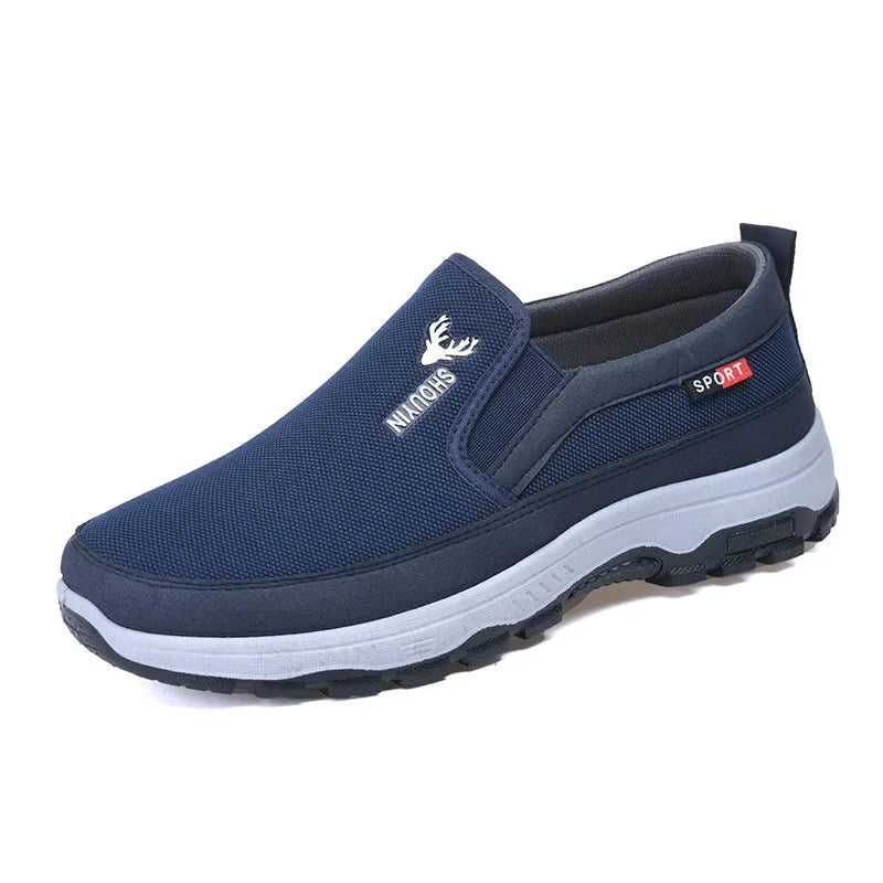 Beijing Men's Cloth Shoes Soft Bottom Breathable Anti-Slip Elderly Walking Shoes Slip-On round Toe Casual Rubber Soled Shoes