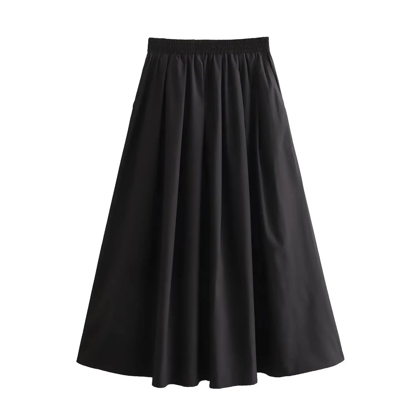 BSAY Women's Fashion Spring New Black Wide Pleated Swing Vintage Chic Female High Waist  Elegant A-line Long Skirt Mujer