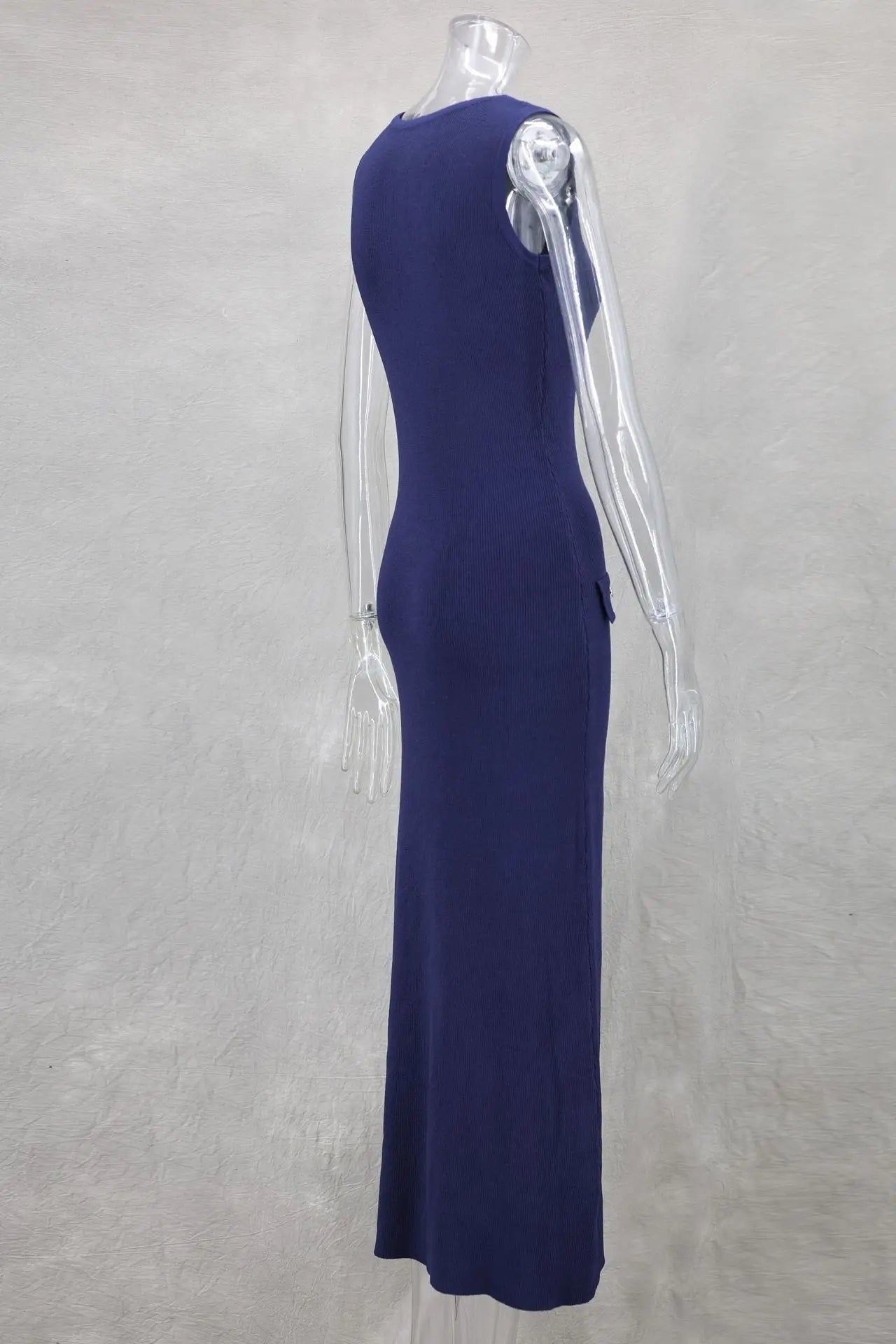 Elegant Knitted Midi Dresses Women's Black White Patchwork Slit Single Breasted Sleeveless Curvy Dress 2025 Summer Street Wear