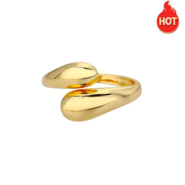 Stainless Steel Twist Chain Adjustable Rings for Women Men Simple Geometric Leave Flower Open Ring Jewelry Female Holiday Gifts