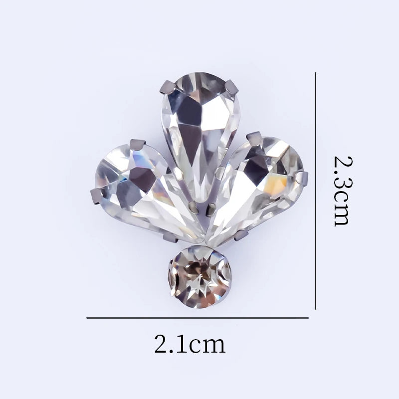 QIAO 5pcs Rhinestones Ornament Crystal Clear Iron on Diamond Rhinestones for Clothing Bags Hoodie Decorations Accessories