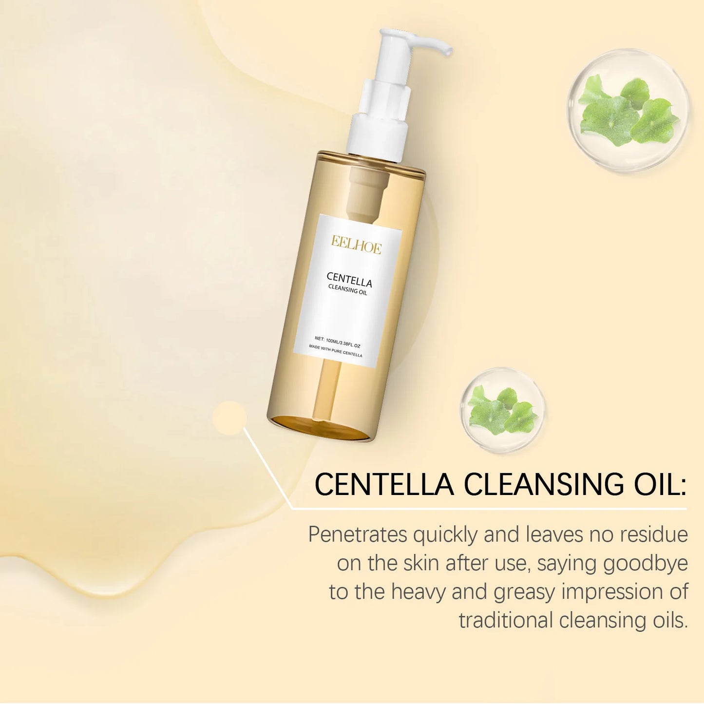 EELHOE Facial Cleansing Oil Centella Asiatica Skin Care for Sensitive Skin Barrier Repair Deep Skin Cleansing Makeup Remover Oil