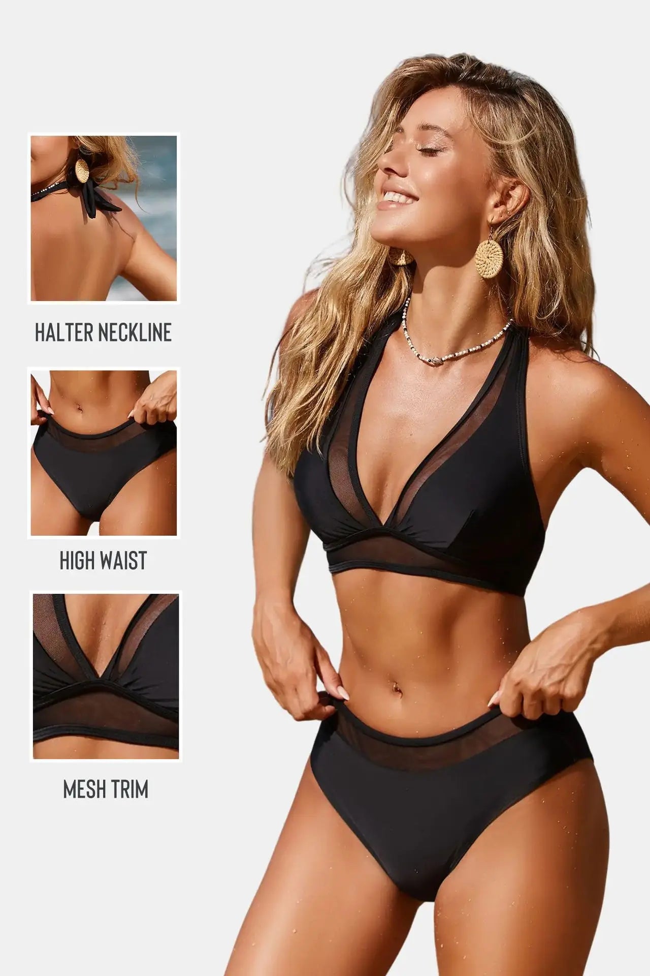 Nadanbao Sports Bikini Women's Swimsuit High-Waist Women's Fashionable Split Holiday Bikini Set Beach Casual Swimsuit Summer