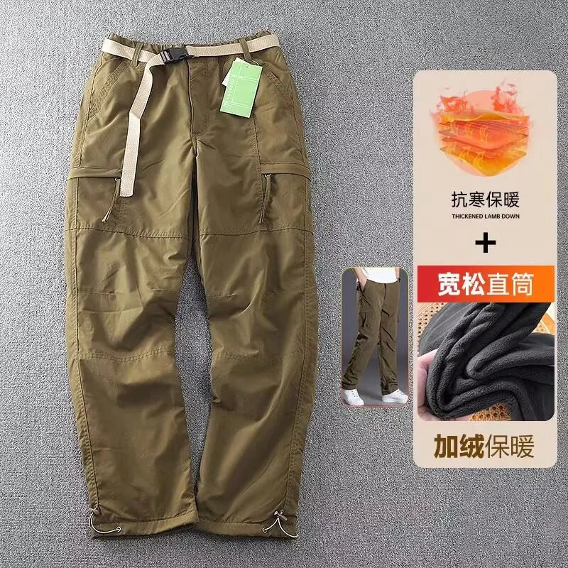 Outdoor Softell Pants Men's Autumn Winter Windproof Waterproof Thiened Fce Lined Straight Leg Hiking Mountain Climbing...