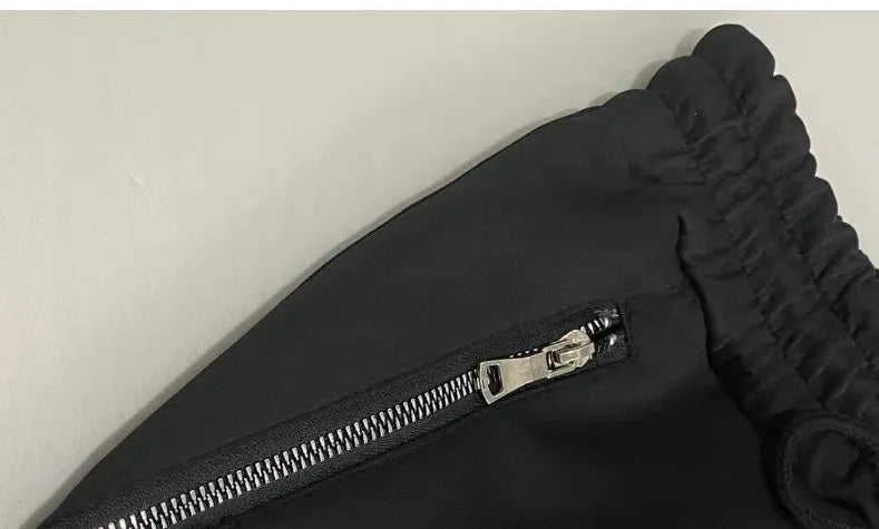 Autumn Men's Footband Solid Color Sports Pants Stretch Slim Cotton Zipper Pocket Draw Rope Fashion Running Casual Sports Pants