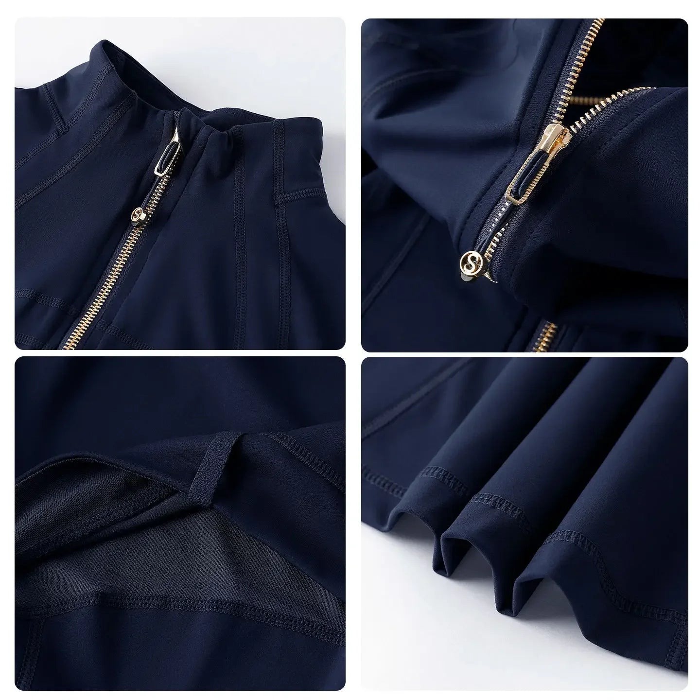 Light Blue Yoga Wear Women's Thin Outerwear 2025 New Shoulder Fit Waist Cinch Early Autumn Fishbone Sports Top