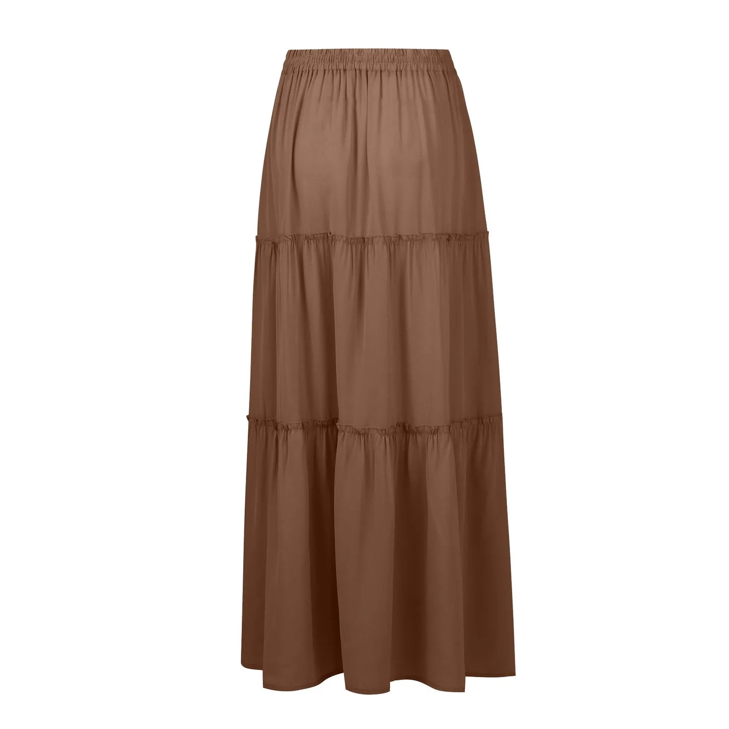 Women long skirt Fashion Solid Color Long Skirts Elastic Waist faldas Loose Casual High Waist saia Versatile Half-Body Dress