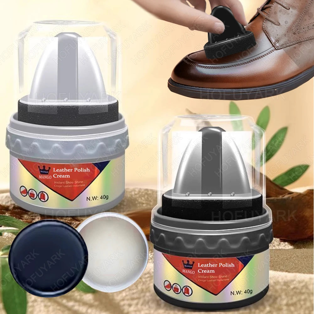 Leather Shoes Care Kit with Sponge Shoe Brush Shoe Cleaning Kit including Shoe Polish Cream for Leather Shoes Bags Maintenance