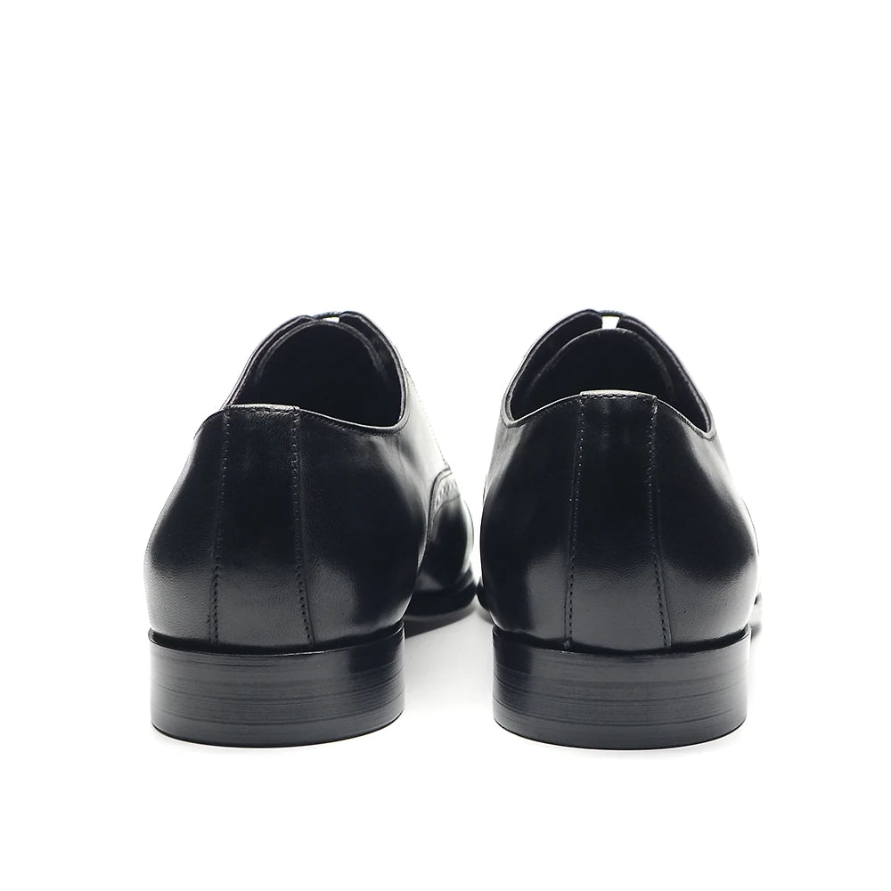 Italian Mens Dress Shoes Genuine Leather Cap Toe Oxfords Lace-up Black Brown Wedding Business Office Brogue Formal Shoes for Men