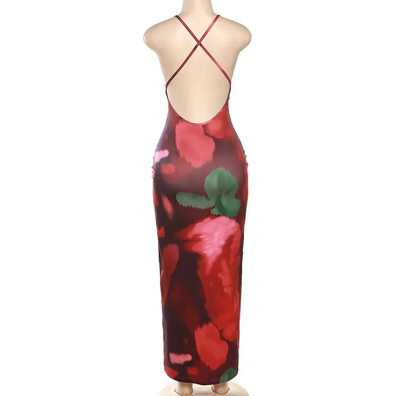 Sexy Leopard Print Lace Patchwork Maxi Dress Women Fashion V Neck Backless Long Dresses Spring Summer Female Holiday Vestidos