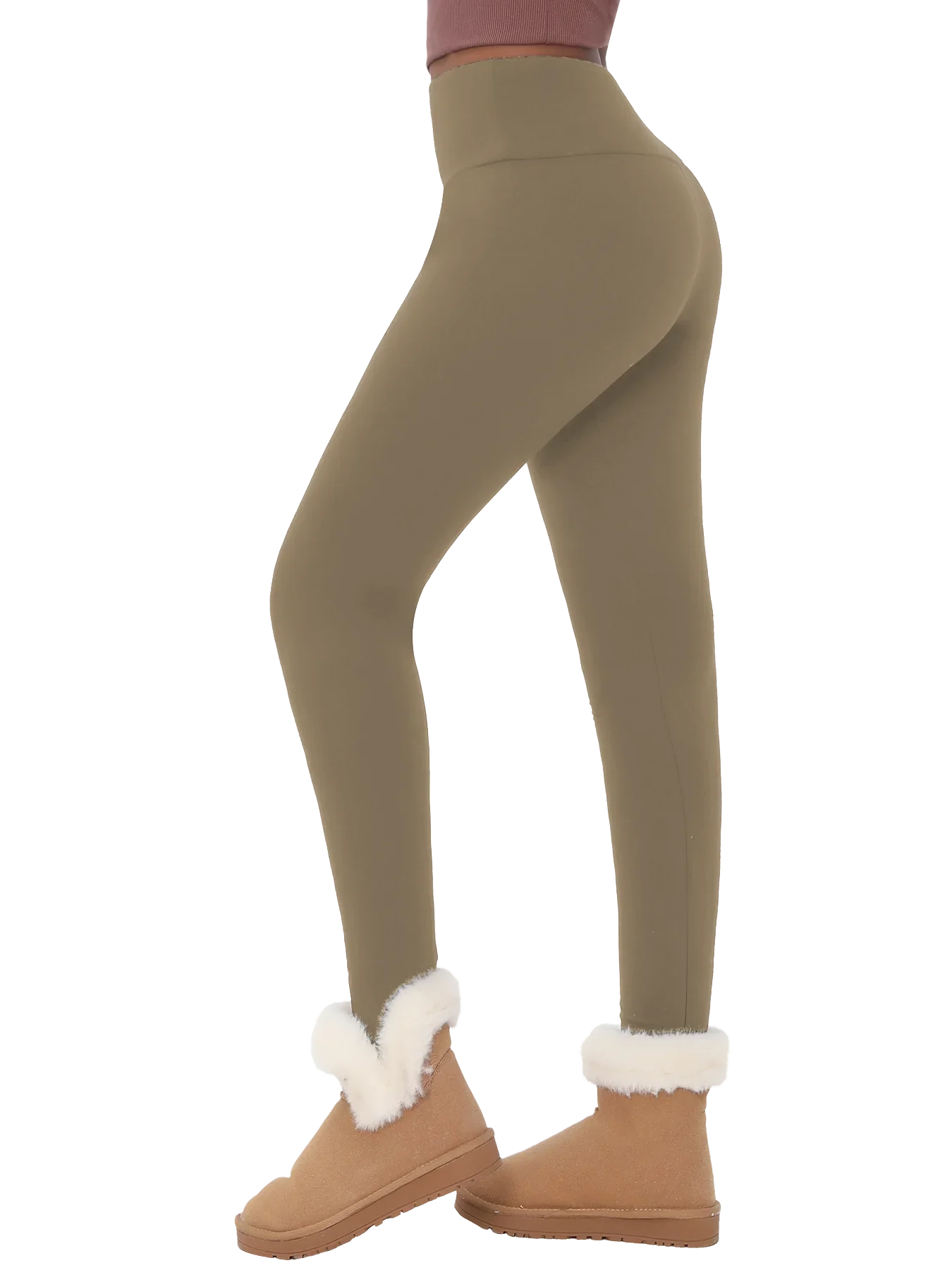 Women's leggings with thermal fleece interior. High waist design provides coverage and comfort for yoga and workout sessions