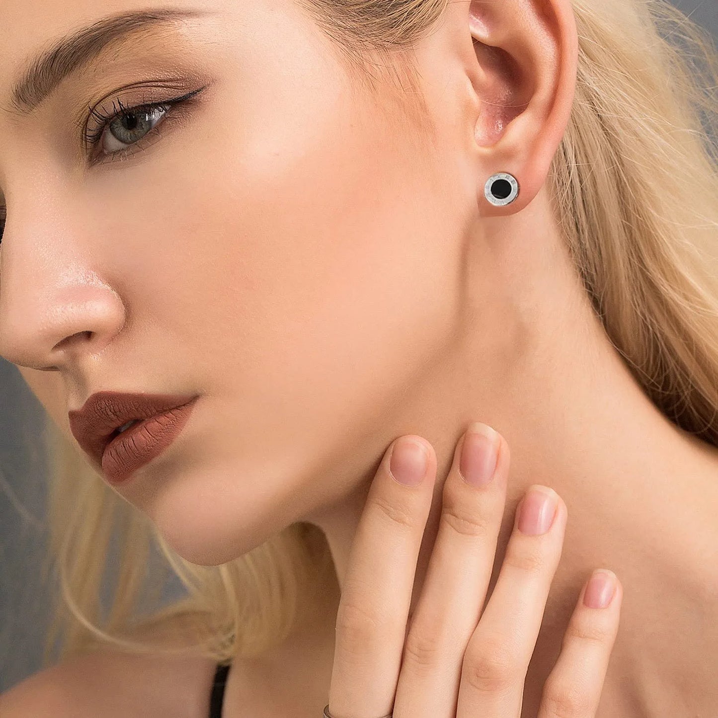 1-8 Pairs of Stainless Steel Earrings Set, MEN'S Earrings, Personalized Dumbbell Black Earrings, Cross-border Hot Selling Set