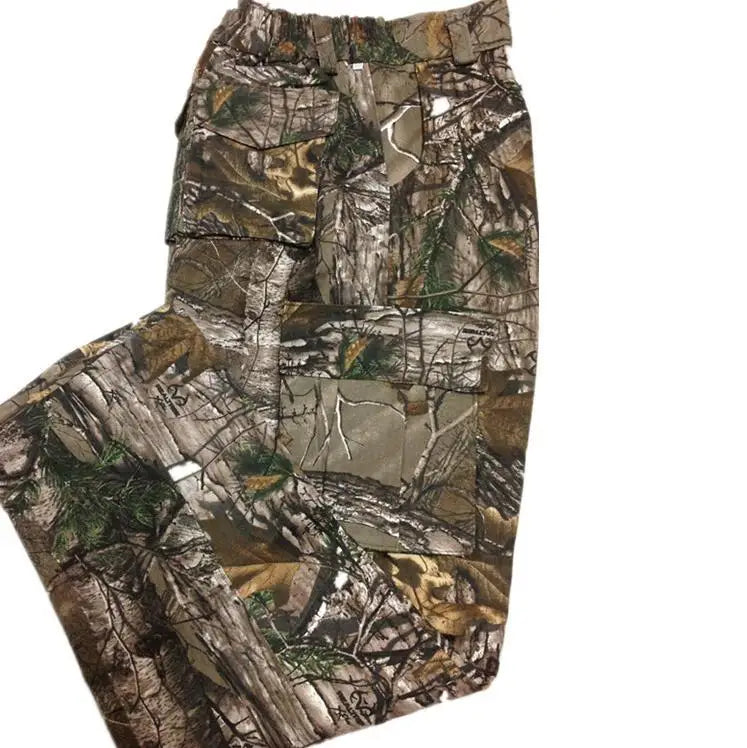 Men Pants Fashion Large Size Cotton Breathable Bionic Camouflage Trousers Outdoor Hiking Fishing Jungle Hunting Long Bottoms