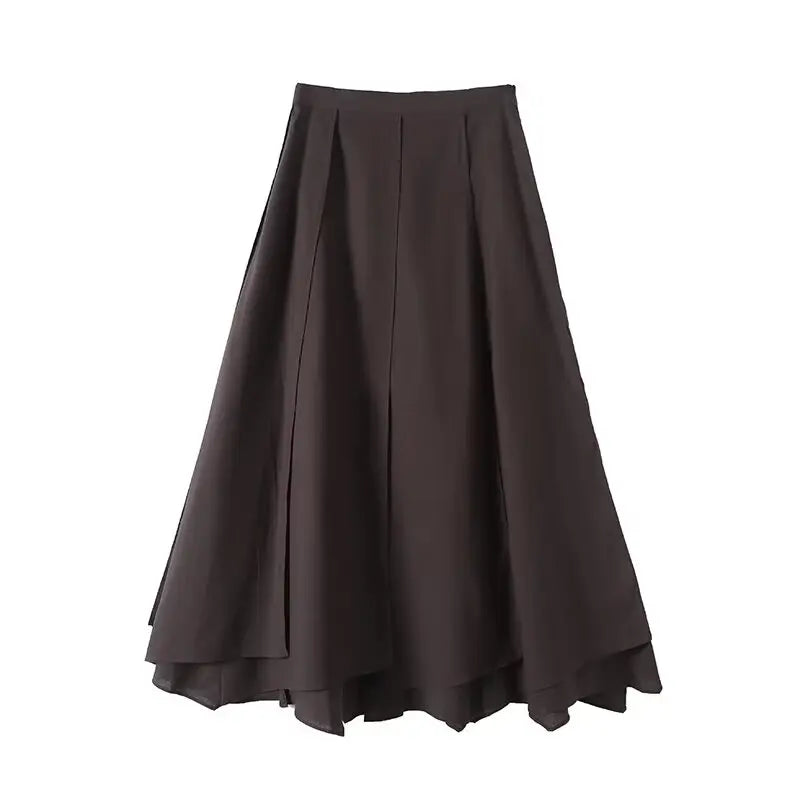 Women's Half Skirt Irregular Design Skirt Solid Color Long Style Temperament Summer New Half Skirt