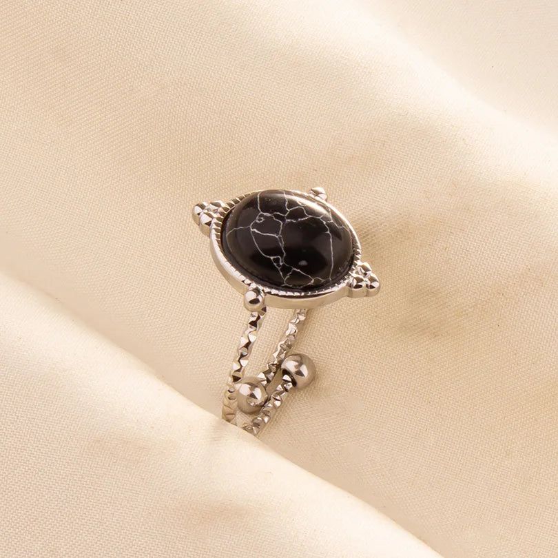 5PCS Boho Turquoise Rings Hippie Stainless Steel White Gemstone Adjustable Rings Women Girls Gift Knuckle Rings Bohemian Jewelry