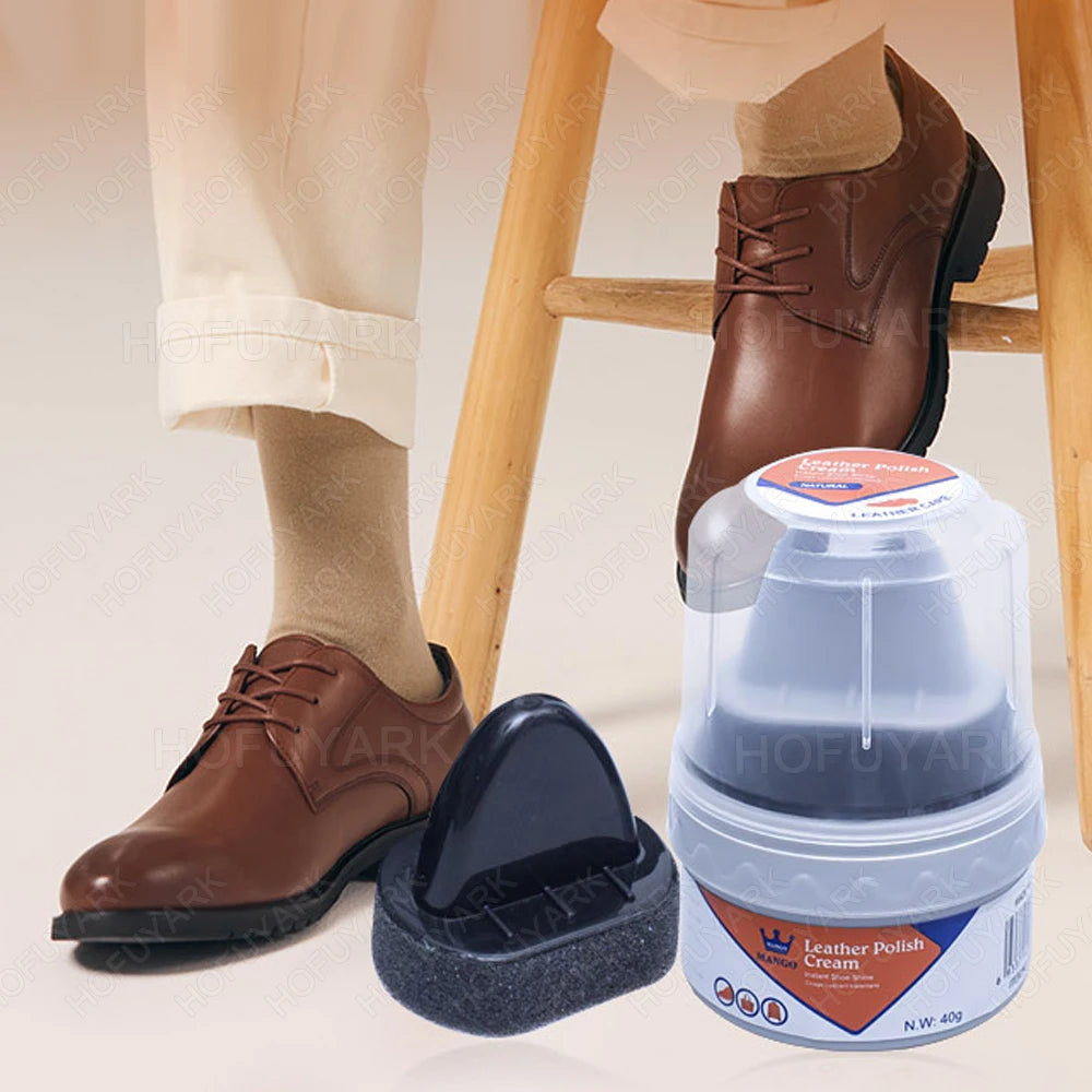 Leather Shoes Care Kit with Sponge Shoe Brush Shoe Cleaning Kit including Shoe Polish Cream for Leather Shoes Bags Maintenance