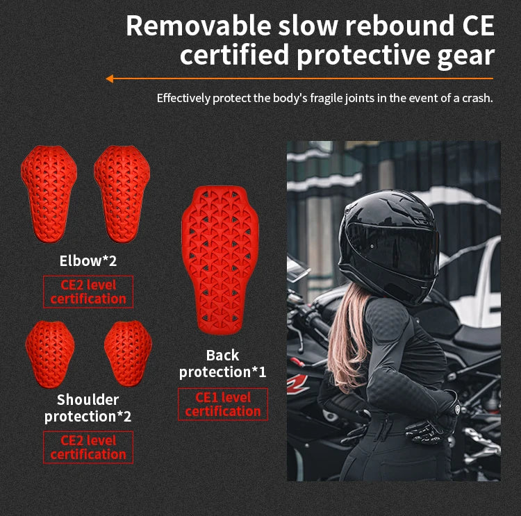 Women Motorcycle Soft Armor Full Body Summer Motorbike Skiing Protective Jacket Lady Motocross Racing Undershirt CE Approved