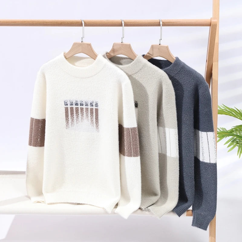 New Winter Tops Handsome Pullover Men Korean Harajuku Mens Christmas Sweaters Grade Luxury Thick Warm Sweater