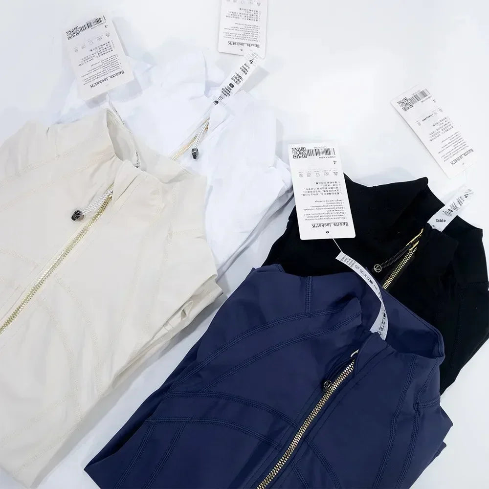 Slimming Zipper Jacket Yoga Collar Lightweight Quick Dry Sporty Thin Rose Gold Evening Summer Outerwear for Active Living