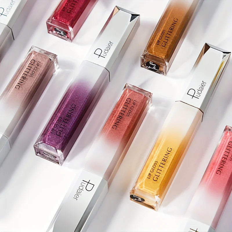 Metallic Glitter Lip Gloss, Waterproof Long Wear, Non-Sticky Hydrating Shine, Music Festival Beauty, Gifts