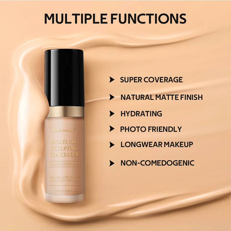 Long-lasting Matte Foundation Coverage Concealer Multi-Use Cream Oil Free Highlight and Retouch Face Makeup Products for Women