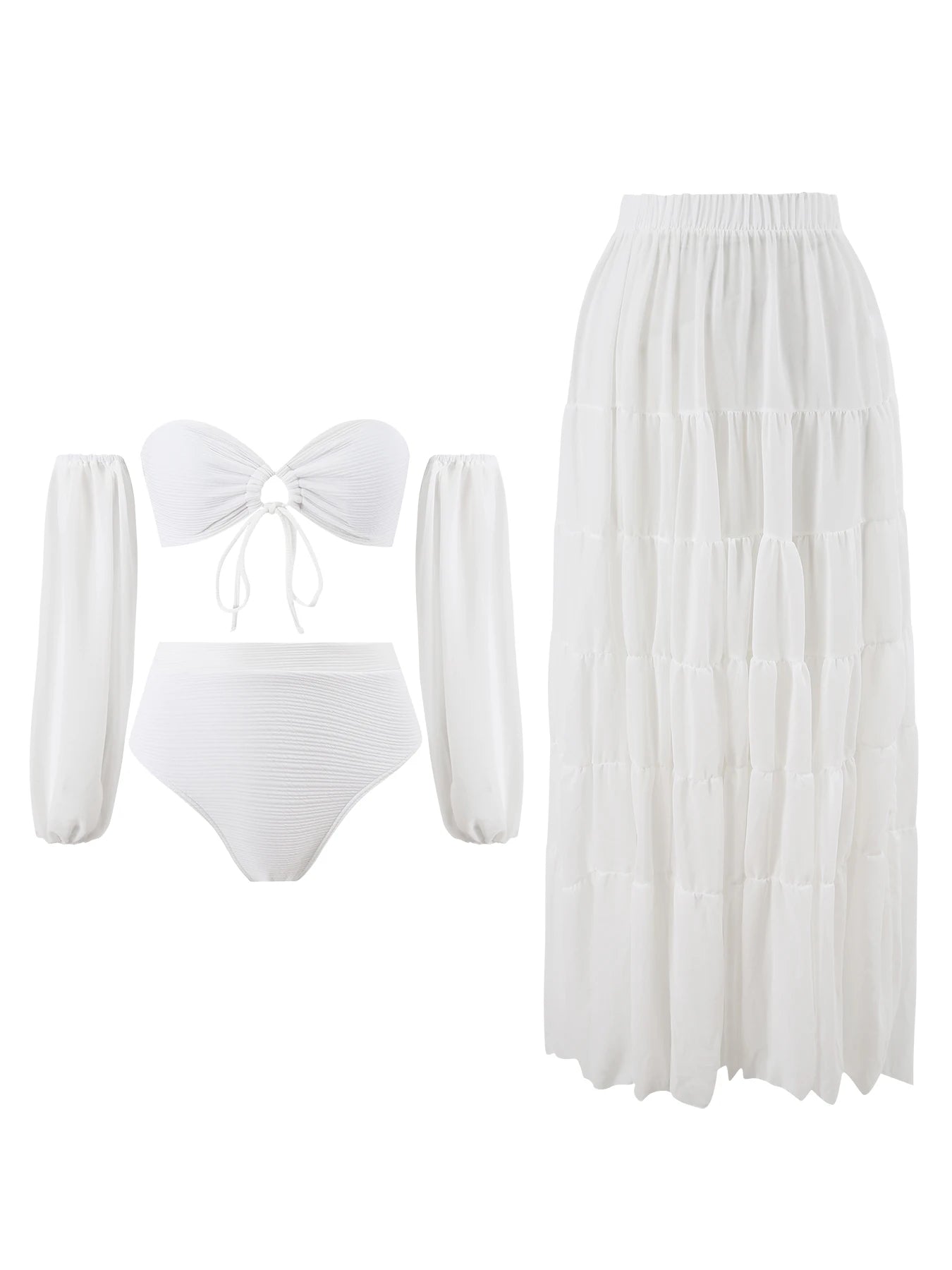 2025 Sexy Stylish Printed Printed Bikini Set with Long Cover-Up Perfect for Sunset Beach Parties and Beach Trips Summer Getaways