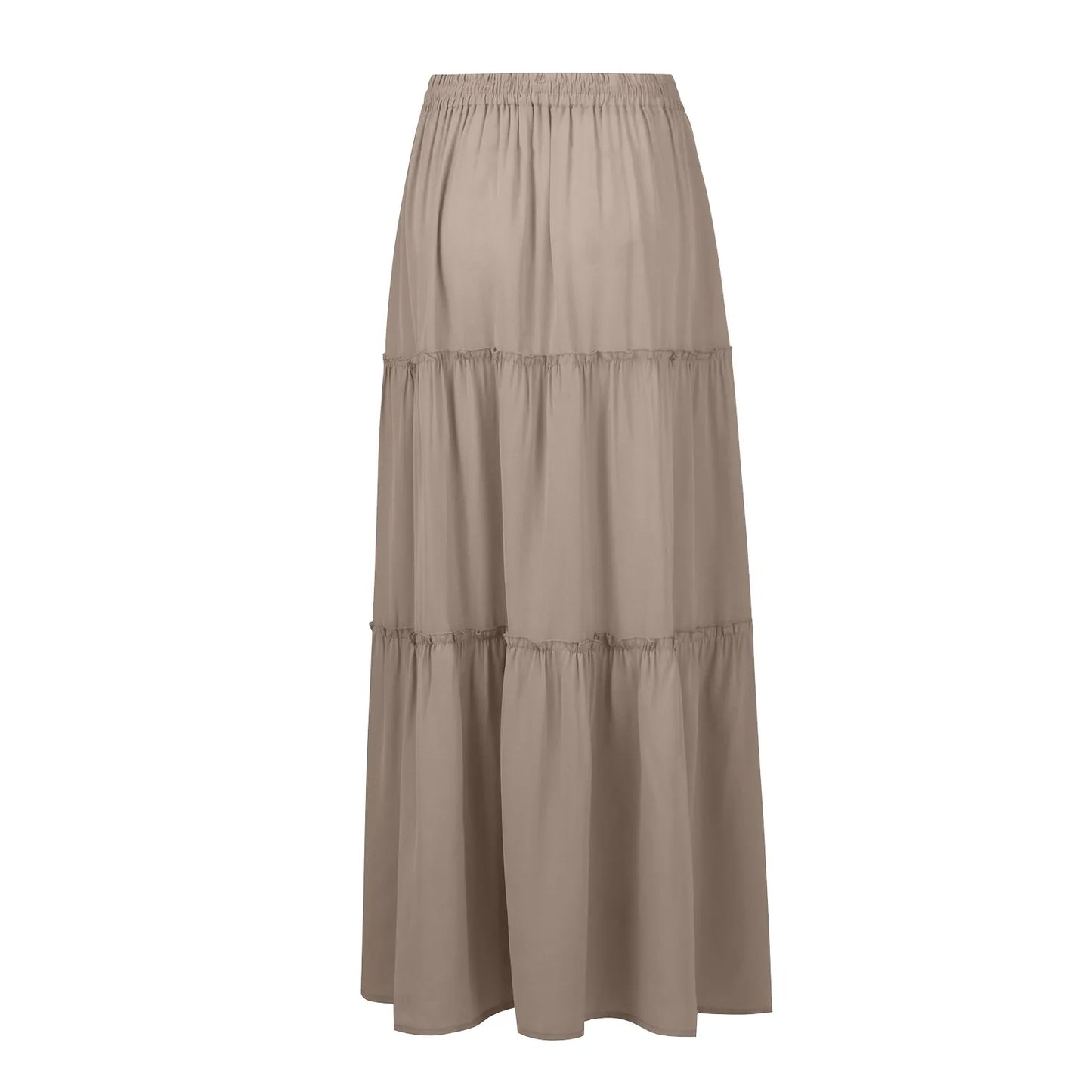 Women long skirt Fashion Solid Color Long Skirts Elastic Waist faldas Loose Casual High Waist saia Versatile Half-Body Dress