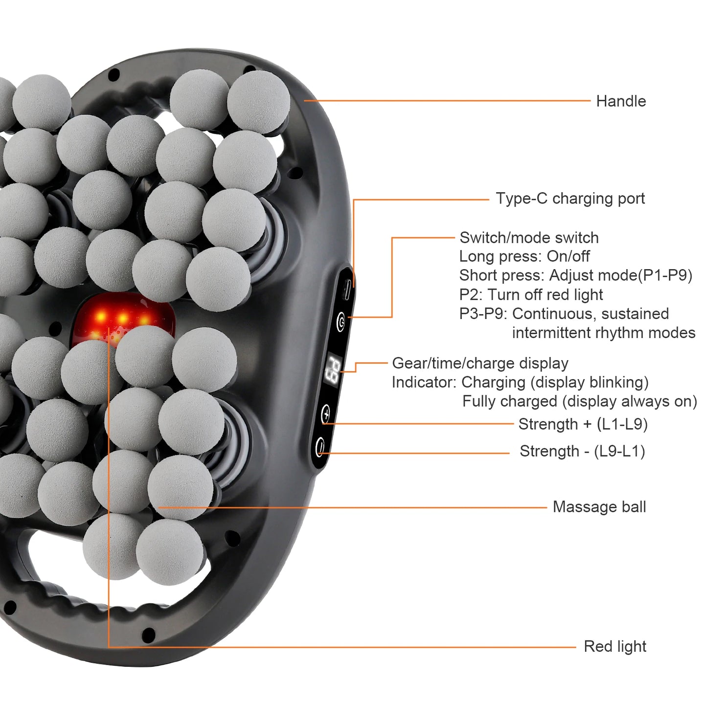 Multi-head Fascia Gun Deep Relaxation Muscle Red Light Deep Tissue Body Muscle Massage Gun