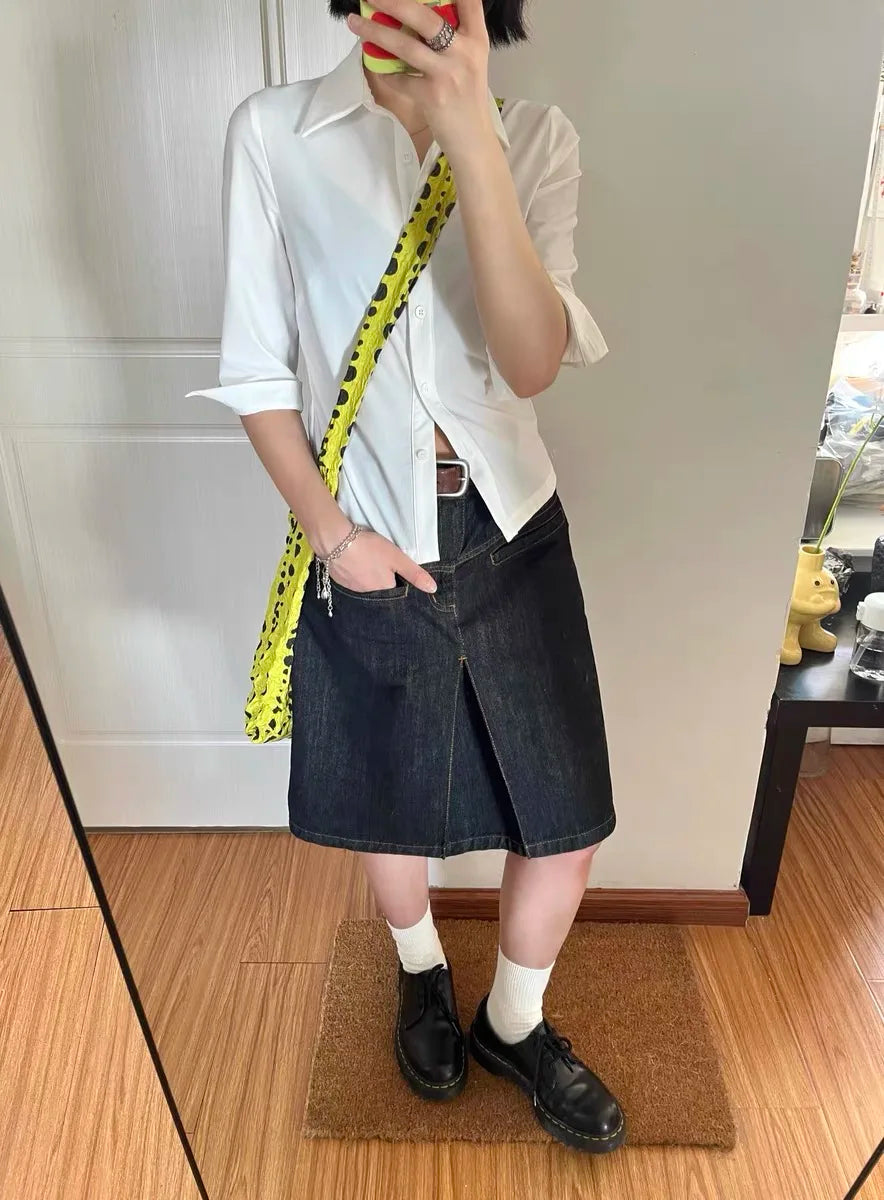 plus Size Low Waist Denim  Skirt Women's Summer Slim Fit Y2K Spicy Girl A-Line Skirt Korean Sle Commute Faion