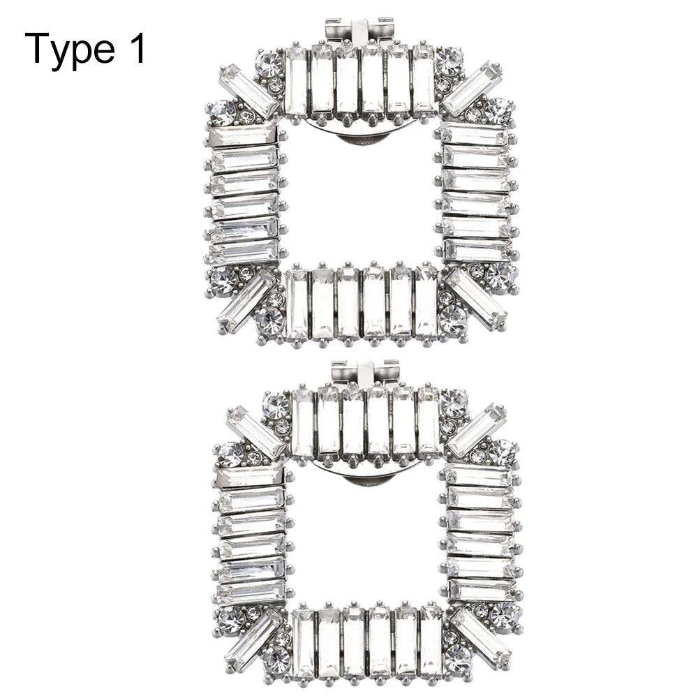 1Pair Detachable Shoes Decorations Shiny Crystal Shoes Clip Charm Buckle Rhinestone Brooch Women Bag Pendant Bride Accessories