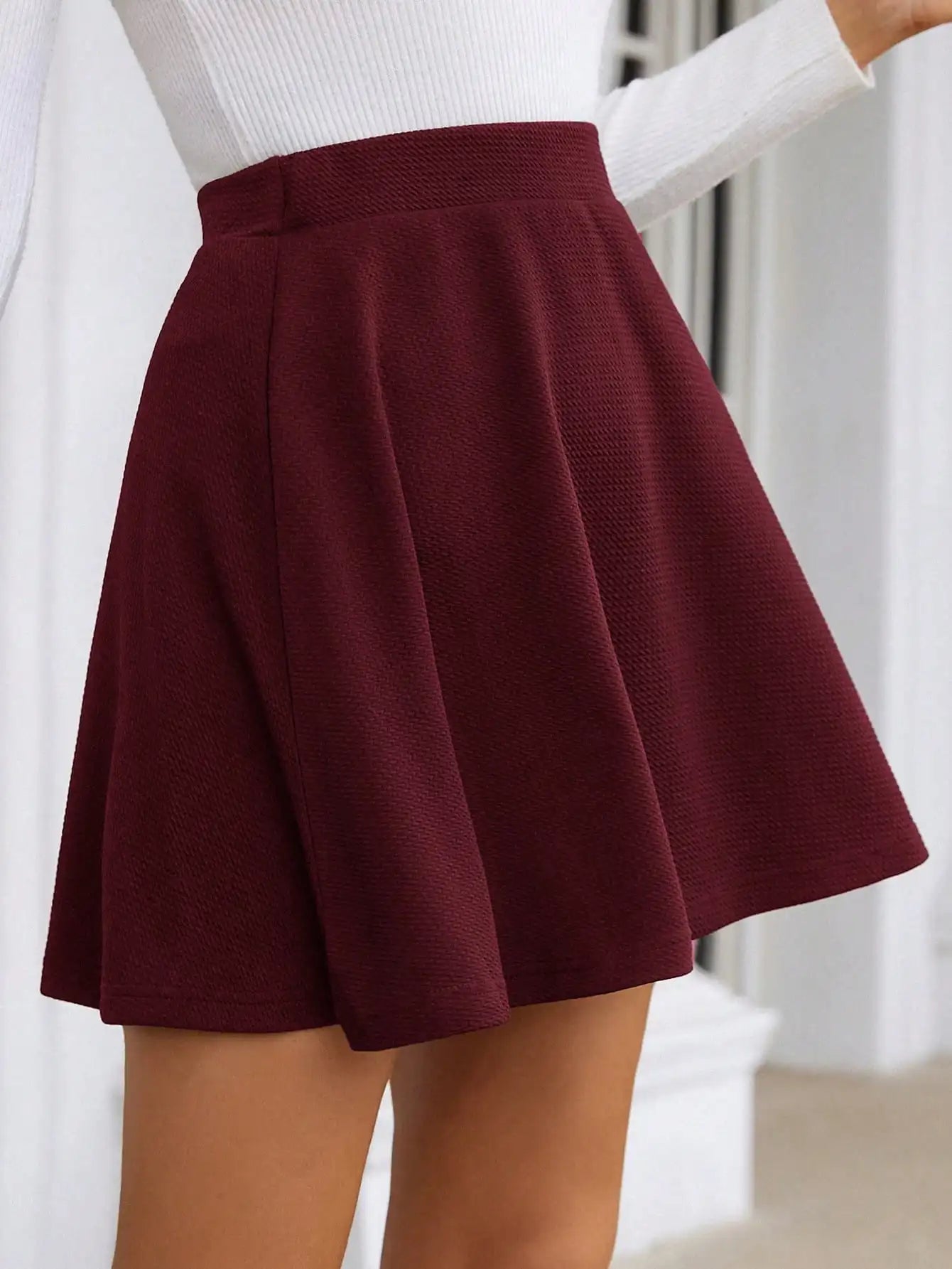 Short Women's Spring and Autumn Winter Knitted Skirt Bottom Puffy Pleated High Waist A-word Umbrella Skirt