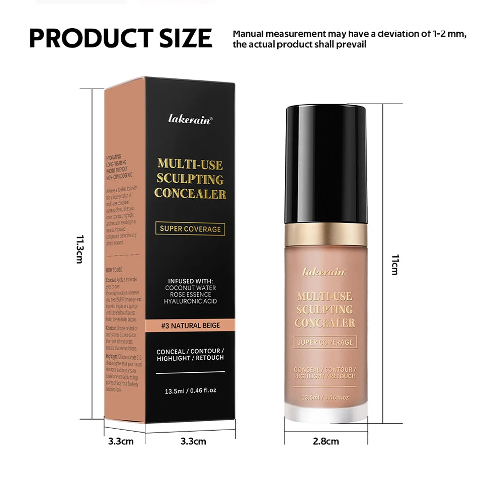 Long-lasting Matte Foundation Coverage Concealer Multi-Use Cream Oil Free Highlight and Retouch Face Makeup Products for Women