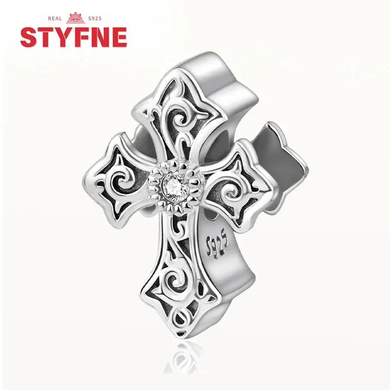 925 Silver Charms Religion Heart Lucky Eye Cross Beads For Original Bracelet Making Pendant for Women Fine Jewelry gifts