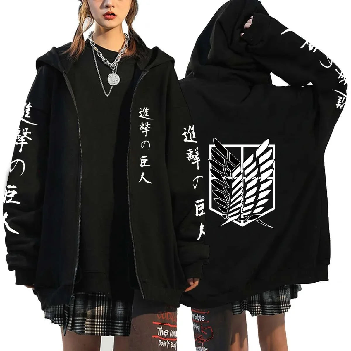 Anime Printed Men's Clothing Autumn Winter Harajuku Punk Fashion Casual Fleece Zipper Hoodie Long Sleeve Sweatshirts Jacket Coat