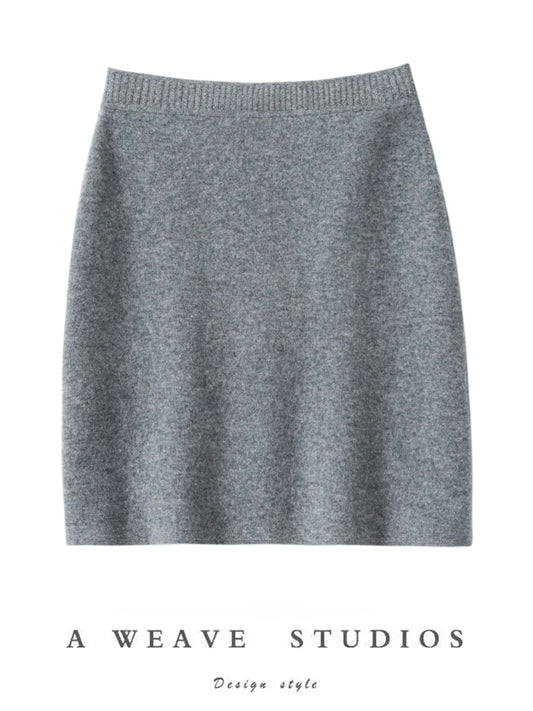 New Chic Women 100% Cashmere Mini Skirt Preppy Style Cashmere Knitted Skirt Autumn Winter Soft Warm Luxury Cashmere Dress