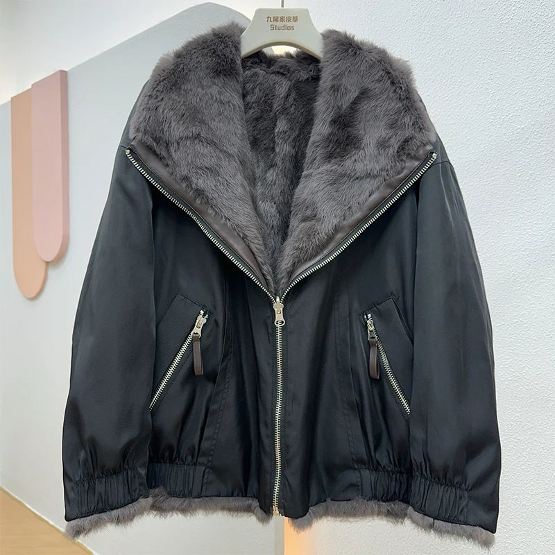 Women's jacket 100% Natural Real Fur Coat Winter Down Jacket Warm Elegant Women Outerwear 2025 New Parker Arrivals Coats Jackets