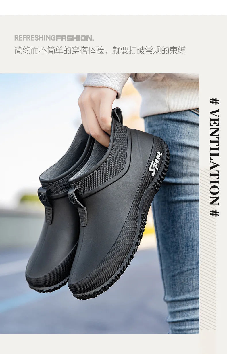 Casual Thick Bottomed Waterproof Outdoor Wear-Resistant Ladies Short Tube Water Shoes Daily Leisure Rain Boots for Women