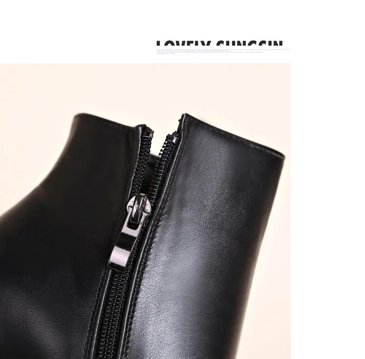 Autumn Winter Plush Boots Women British Thick Heel Waterproof Platform Thick Bottom Short Boot High Heels Lady