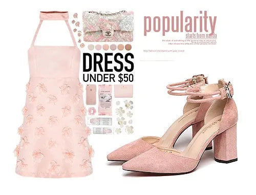 2025 Summer Square High Heels Women Shoes Flock Pointed Sandals Sexy Female Sandalias Shoes Ankle Buckle 6cm Heel Casual Pumps