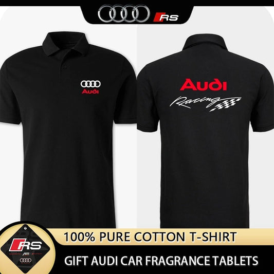 Audi polo shirt men's print motorsport style high quality casual wear car enthusiast 2025 summer breathable polo shirt