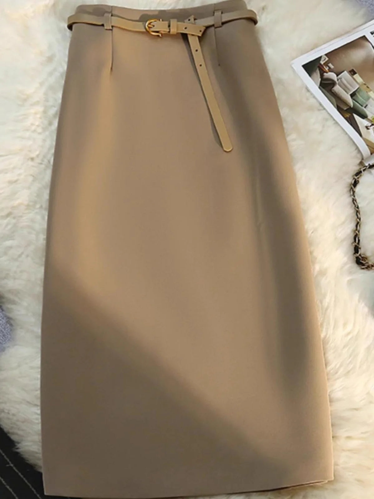 High Waist Suit Sle  Skirt Korean Spring Autumn New Wrap around a Line Skirt for Women Casual Loose Fit a pe